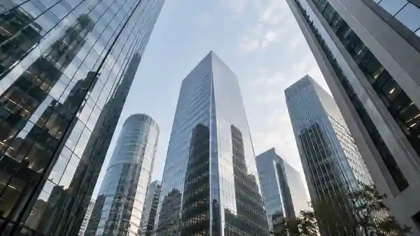 Office towers viewed from the financial district.